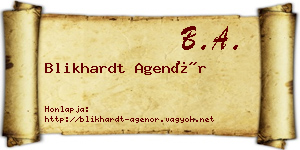 Blikhardt Agenór névjegykártya